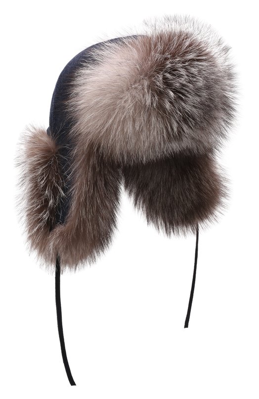 фото Шапка-ушанка с отделкой из меха песца furland
