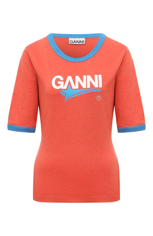 фото Хлопковая футболка ganni