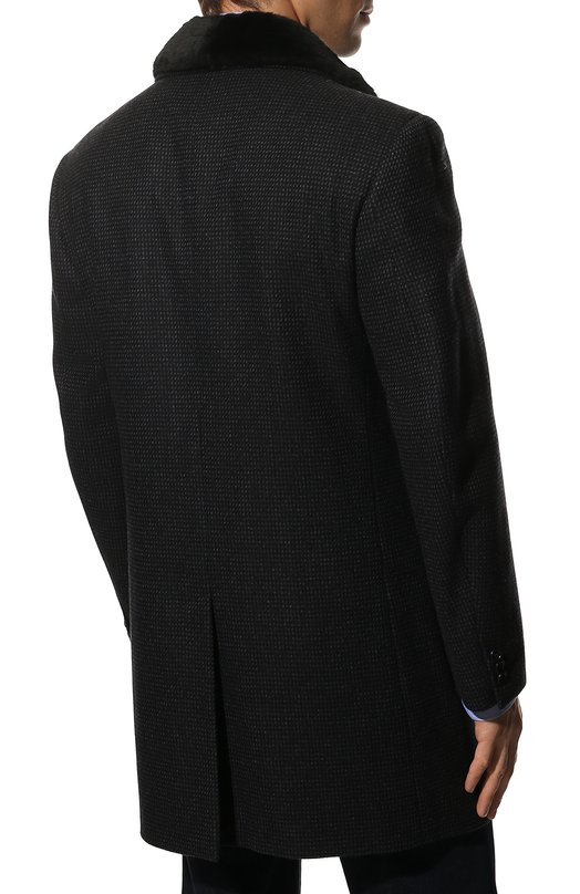 фото Шерстяное пальто с меховой отделкой brioni