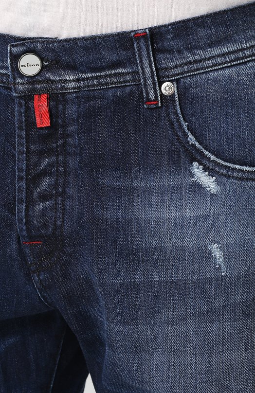 фото Джинсы прямого кроя с потертостями kiton