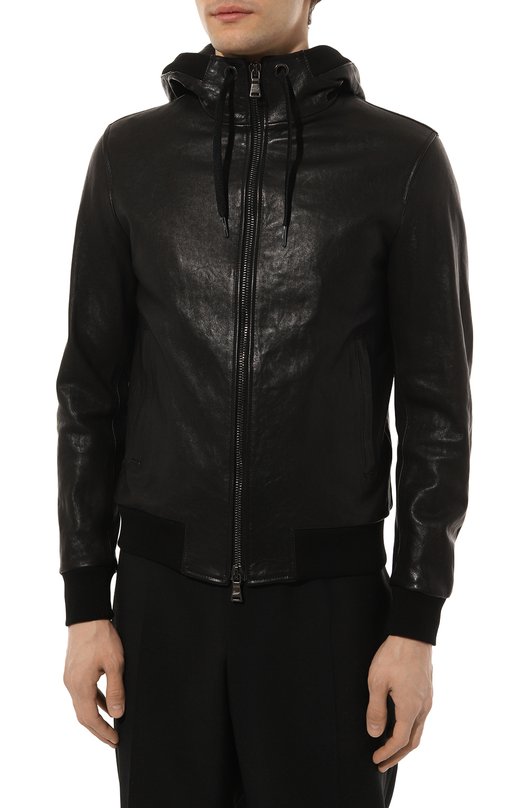 фото Кожаный бомбер barbed