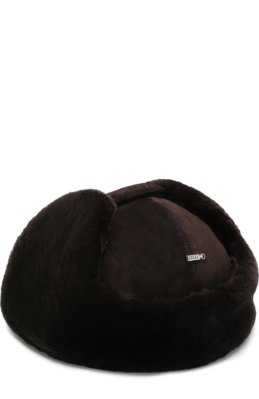 фото Замшевая шапка-ушанка с меховой отделкой zilli