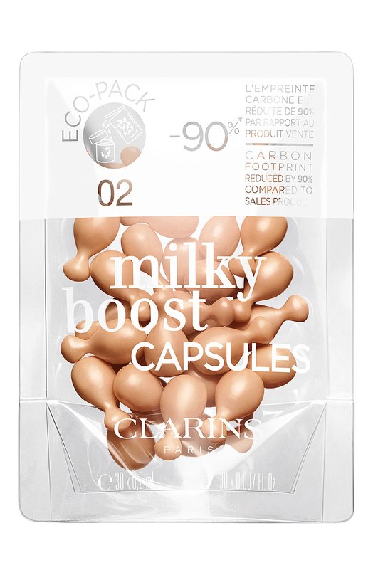 фото Тональный флюид для лица в капсулах milky boost capsules рефил, оттенок 02 (30x0,2ml) clarins