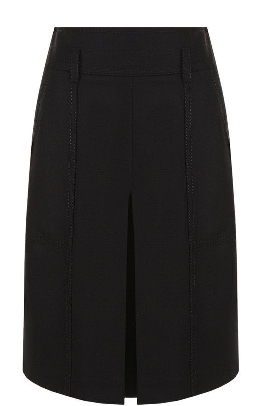 фото Однотонная шерстяная юбка с накладными карманами bottega veneta
