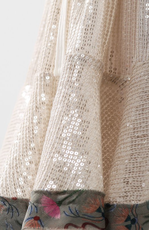 фото Шелковая мини-юбка с контрастной отделкой и пайетками chloé