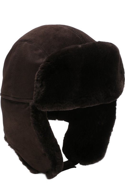 фото Замшевая шапка-ушанка с меховой отделкой zilli