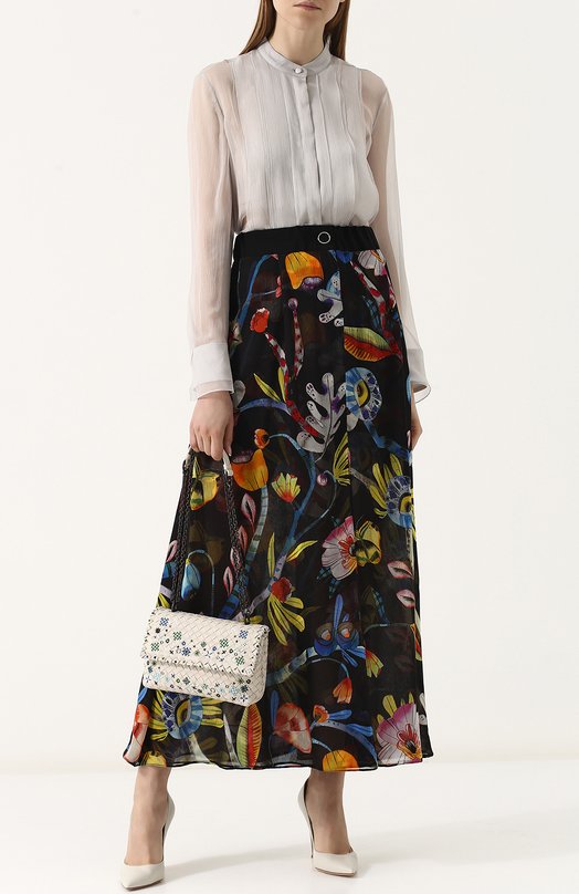 фото Шелковая юбка-макси с цветочным принтом giorgio armani