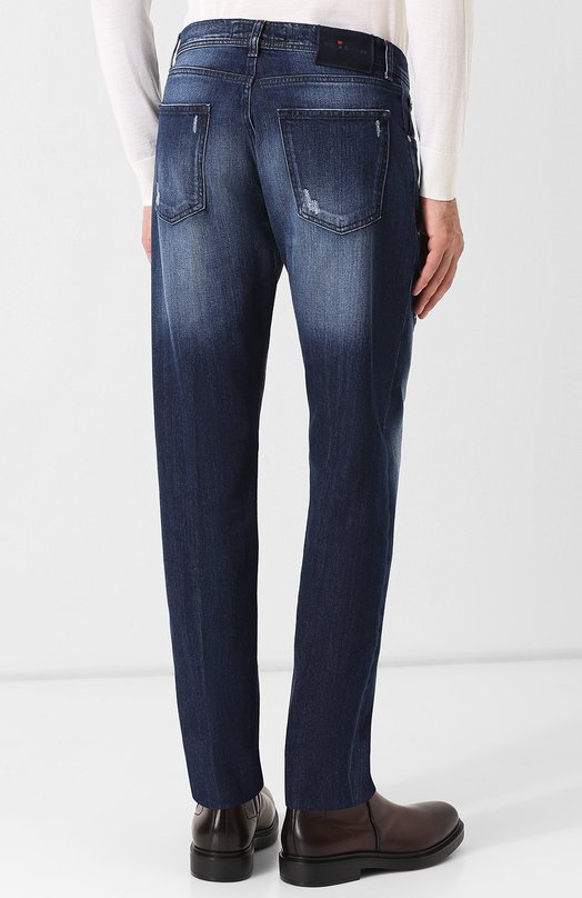 фото Джинсы прямого кроя с потертостями kiton