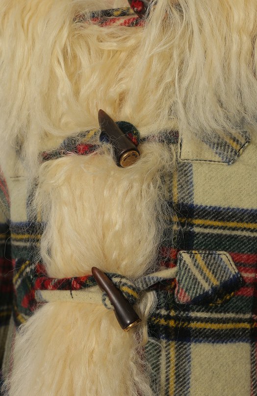 фото Шерстяное пальто с меховой отделкой miu miu