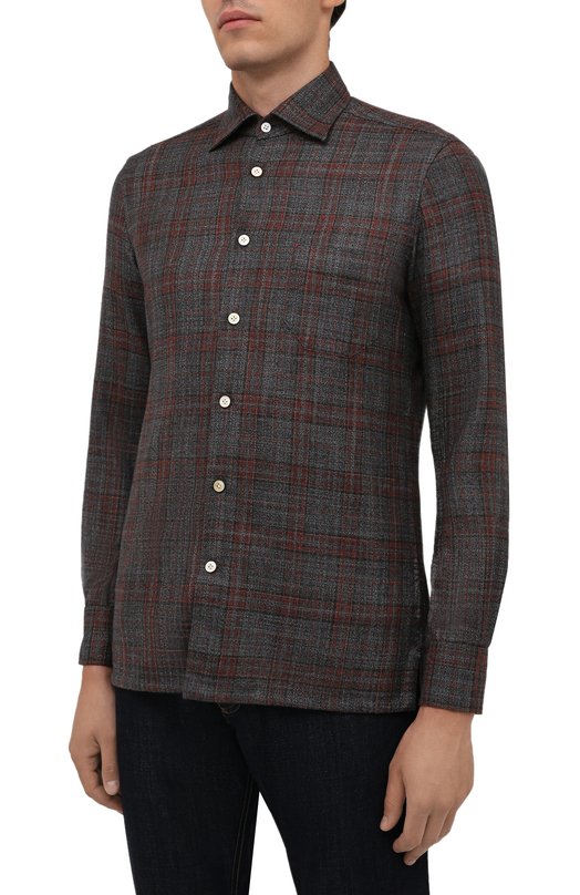 фото Рубашка из шерсти и шелка kiton